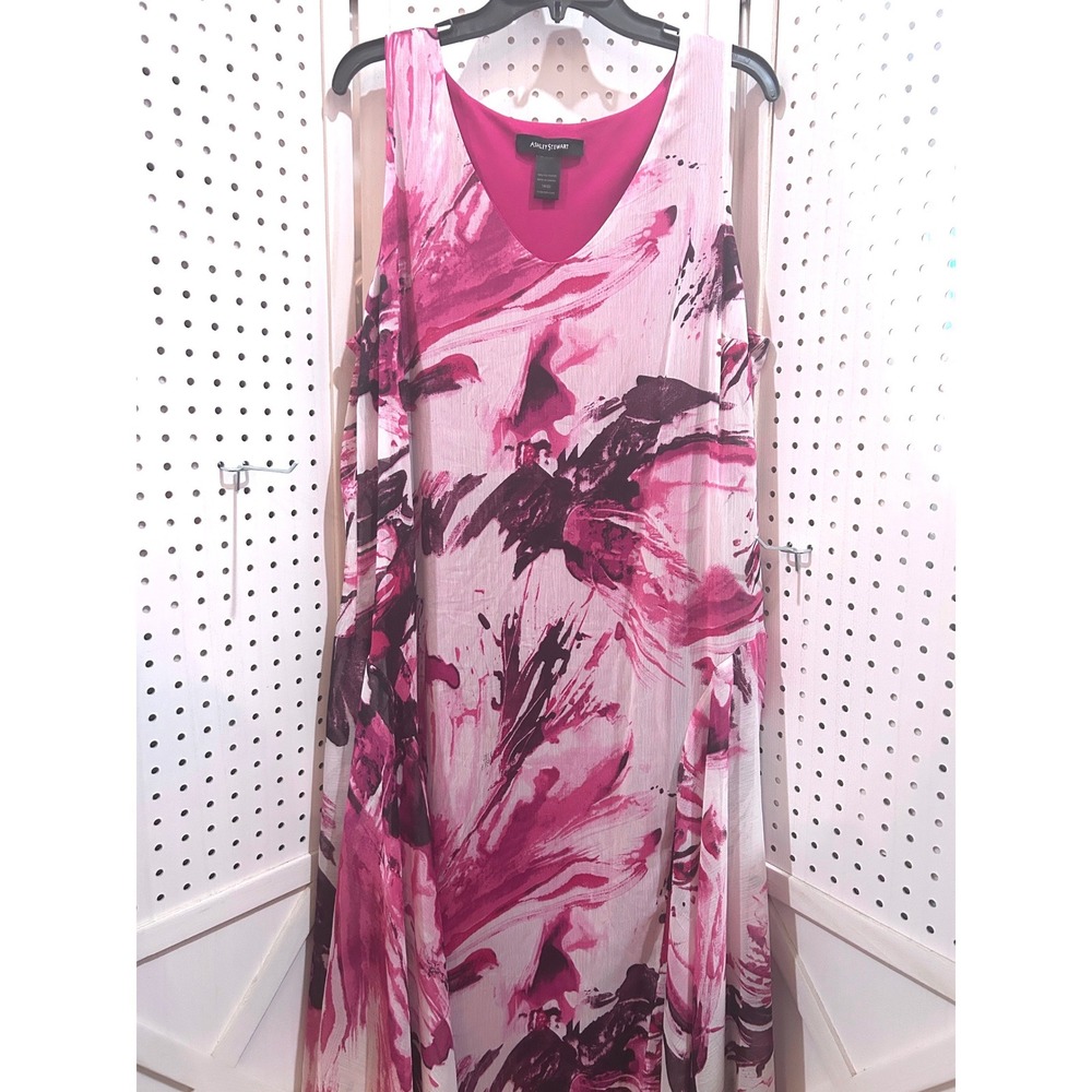 Ashley Stewart Plus Size Sleeveless V Neck Floral Print Midi Dress 18/20
